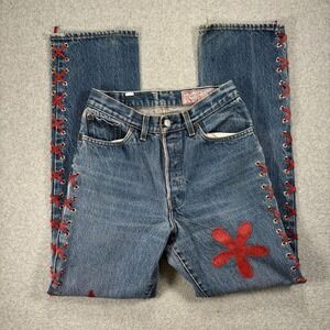 Vintage Side Lace‎ Levi's 501 WASH EM HOT Jeans Button Fly Women's Size 26x32